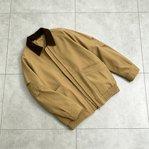 Blouson Varsity <span class=keywords><strong>Homme</strong></span> Kaki en Velours Côtelé à Col et Manches Raglan, Fermeture Éclair Intégrale, Grandes Poches Plaquées, Manteau Décontracté Fin, Respirant, Coupe-Vent, Style Vintage - Product Image 3
