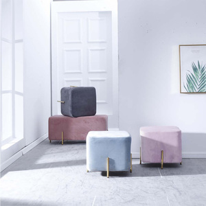 Sgabello impero ottomano in velluto con gamba in acciaio inossidabile con Design semplice in stile esplosione - Product Image 6
