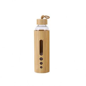 Bouteilles d'eau en verre personnalisées durables de 34 oz avec logo, couvercle en bambou et poignée de transport pour les événements de conférence et scolaires - Product Image 1
