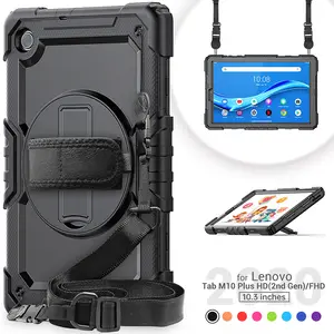 Schouder Hand Strap Roterende Kickstand Shockproof Tablet Case Voor Lenovo K10 X6C6/M10 Plus 10.3 Inch Universele Beschermhoes