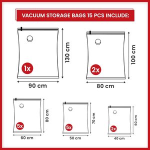 Paquete de 12 Bolsas de Vacío para Ahorrar Espacio de Alta Calidad con Bomba - Product Image 2