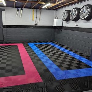 Dalles de sol de garage en PP colorées emboîtables, revêtement de sol modulaire <span class=keywords><strong>rigide</strong></span> en <span class=keywords><strong>plastique</strong></span> pour ateliers de detailing automobile, service de découpe sur mesure - Product Image 4