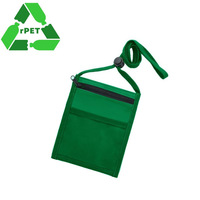 Tas kartu kain Lanyard baru dapat disesuaikan sebagai Multifungsi PVC ID kain poliester tas paspor ritsleting Lanyard