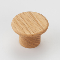 Boutons de meuble en bois de chêne blanc naturel, forme champignon, à trou unique