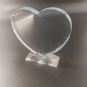 Pujiang Factory Wholesale Blank Heart Crystal Trophy Custom 3d Laser Engraved Heart Glass Plaque Trophy Award