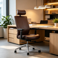 Chaise de bureau classique de luxe, réglable, extensible, imperméable, inclinable, moderne, pivotante, en cuir