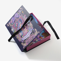 Boîte d'emballage rigide en forme de livre pour extensions de cheveux en papier artistique, personnalisée avec ruban et gaufrage, pour chapeaux et vêtements de marque de mode