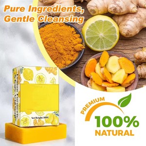 Logotipo privado Blanqueador Hidratante Facial Eliminador de manchas oscuras Barra de jabón 100g Limón Cúrcuma Ácido Kójico Jabón de baño Hierbas Limón - Product Image 2