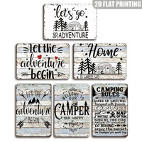 Let's Go on an Adventure - Letrero Metálico Vintage con Diseño de RV y Pino, Decoración de Pared para Camping, Cabaña y Parque de RV