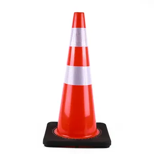 28 Inch America USA Market Black Base Road Safety PVC Orange Traffic Cone