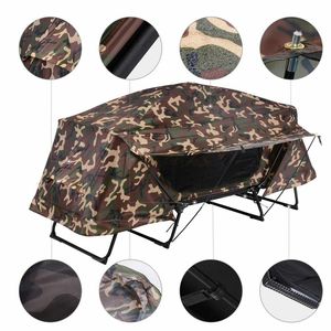 Tienda <span class=keywords><strong>de</strong></span> campaña individual plegable, catre con <span class=keywords><strong>cama</strong></span> para dormir, portátil sobre el suelo, <span class=keywords><strong>de</strong></span> camuflaje, para senderismo al aire libre - Product Image 4