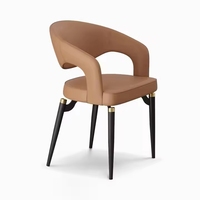 Chaises de salle à manger de luxe VL au design italien, ensemble de table avec pieds en métal, cuir