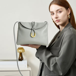 Bolso de Mano de Cuero Genuino a la Moda, Bolso Bandolera de Cuerda Tejida, Bolso de Mujer con Doble Bolsillo, Bolso Mensajero - Product Image 3