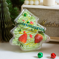Boîte d'emballage créative pour gâteaux de Noël 2025, gaufrage, recyclable, durable, plateau transparent en blister pour desserts cuits