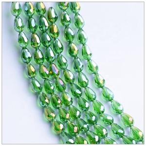 Fabricación de cuentas de lágrima de cristal estéreo facetado a granel, venta al por mayor, cuentas de cristal de gota de agua con agujeros rectos para colgante de cortinas - Product Image 2