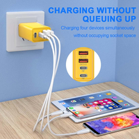 Cargador USB Múltiple de 4 Puertos, Cargador Rápido PD+QC 3.0, Enchufe de Carga USB C, Conector para iPhone, Samsung (10W Máx.)