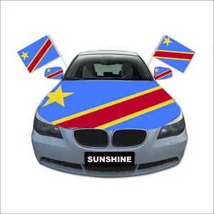 Sunshine Custom Latin America car flags Congo Car Flag Plastic Car Window Mirror Hood Flag Poles Holders