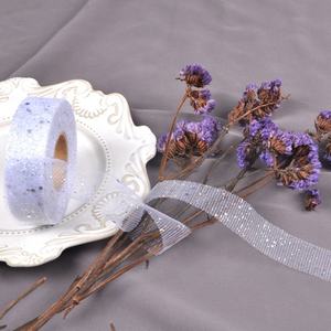 Kustom 25mm pita payet wajah ganda 100% poliester dekorasi poli dekorasi pola jaring gulungan berbagai dapat disesuaikan untuk hadiah - Product Image 4