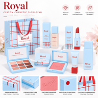 Königliche Maßanfertigung Luxus-Marken Make-up Bedruckte Kosmetik-Verpackungsbox-Set Lidschatten-Palette Lippenstift Rouge Hautpflege Geschenkbox Goldfolie