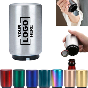 Ouvre-bouteille magnétique en acier inoxydable avec logo personnalisé, ouvre-bouteille automatique portable à pression pour la promotion - Product Image 1