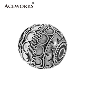 Vintage 10mm Bali <b>Beads</b> | Unique Design 925 Sterling Silver Rounds for Nature Stone <b>Bracelet</b> Making for <b>Mens</b> Jewelry - Product Image 3