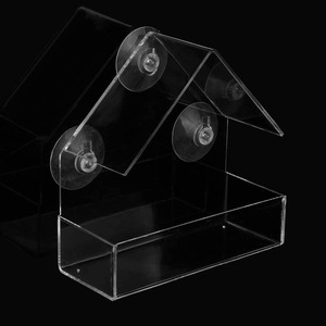 Jaula triangular transparente para pájaros, <span class=keywords><strong>casa</strong></span> para pájaros, alimentador de pájaros de plexiglás acrílico, estante de exhibición, estante de almacenamiento - Product Image 1