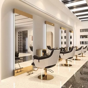 Zs Hot Sale Large Full Length Gold Styling Barber Salon Furniture <b>Wall</b> Ounted Hairdressing Makeup Led Beauty Salon <b>Mirror</b> - Product Image 4