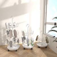 Séchoir à chaussures sur pied avec plateau de drainage, support rotatif pour pantoufles, rangement de balcon, 3 niveaux, multifonctionnel, style européen