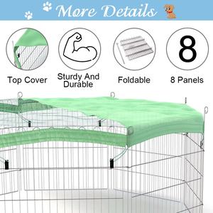 Corralito de alambre de metal para mascotas para conejos, cachorros, gatos, perros, valla plegable para perros al aire libre con cubierta superior - Product Image 3