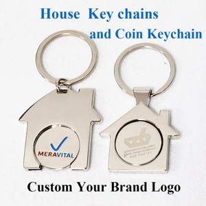 Oneway Wholesale Metal Sublimation <b>Blank</b> House Shape <b>Key</b> Chain Custom logo Metal House Keychains - Product Image 3