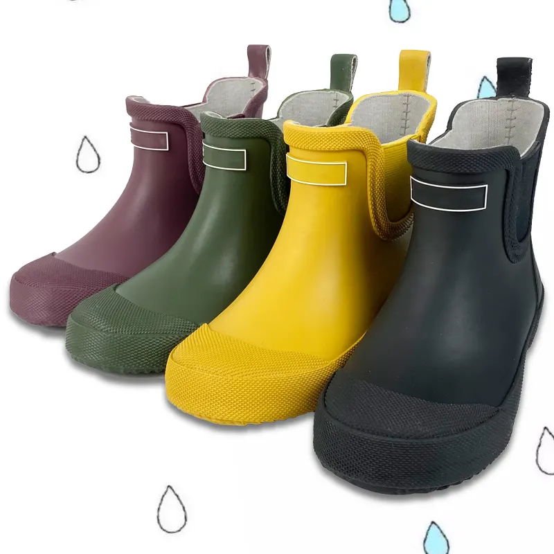 Botas impermeables de goma Natural para niños, botas de goma para lluvia, estilo Chelsea