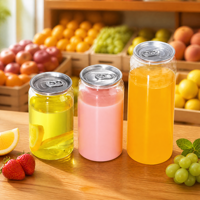 Canette transparente en PET de haute qualité de 200 ml, 350 ml, 400 ml, 500 ml, personnalisée, avec bouchon à ouverture facile pour l'emballage de boissons