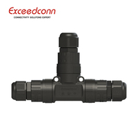 Connecteur de câble LED de type T IP68 Exceedconn EP-3DD noir mâle/femelle 3 broches 450V AC