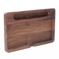 Plateau à rouler multifonctionnel en bois 140*240mm, plateau rectangulaire en noyer épais pour herbes et tabac, base de rangement pour fumeurs en bois massif