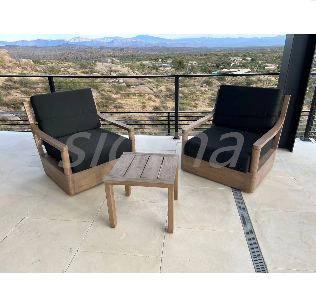 New design outdoor furniture sofa set all weather waterproof patio solid wooden teak garden sofa