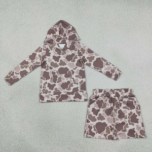 Ensemble de vêtements pour bébé garçon, chemise à capuche camouflage à manches longues et short - Product Image 2