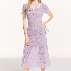 <span class=keywords><strong>Abito</strong></span> Midi da donna <span class=keywords><strong>in</strong></span> <span class=keywords><strong>maglia</strong></span> <span class=keywords><strong>viola</strong></span> elegante <span class=keywords><strong>in</strong></span> cotone personalizzato - Product Image 2