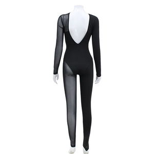 Viviblook Z0122JP Mono Elegante de Mujer con Cintura Alta, Sexy, de Malla Transparente, Ajustado, de Manga Larga y Espalda Descubierta con Aberturas - Product Image 6