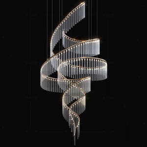 Luz de techo de diseño de lujo moderno, tira de cristal giratoria grande, araña colgante de cristal Irregular artística para el hogar, Villa, dúplex - Product Image 2