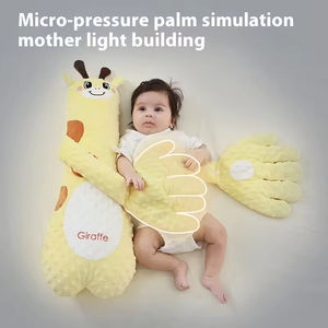 Bonito girafa bebê dormindo acompanhamento travesseiro recém-nascido elétrico acariciar palma pelúcia animal brinquedo - Product Image 4
