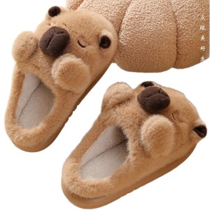Gấu kapibala Nam Mùa Đông phim hoạt hình dễ thương chống trượt EVA đế ngoài bông len trong nhà cho dép - Product Image 5