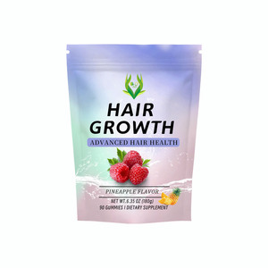 Factory Supply High Quality Hair Growth Gummies Dietary <b>Supplement</b> Pineapple Flavor with Vitamin C Supports Healthier Hair - Product Image 1