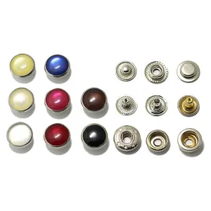 Bottone a pressione a molla con stampa di perle in metallo colorato personalizzato da 12MM con perla