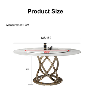 Vòng Trắng Xoay Bàn Ăn 6 Ghế Đặt Với 8MM Tempered Glass Bảng Top Thép Không Gỉ Cơ Sở Lười Biếng <span class=keywords><strong>Susan</strong></span> Bếp Cảm Ứng - Product Image 6
