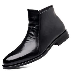 Bottes noires en cuir véritable à bout pointu, à enfiler, pour le travail, toutes saisons, couleur unie, style Oxford, vente en gros, paiement par proxy - Product Image 3