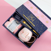 Vente en gros de tasses à café en porcelaine marbrée de style nordique, 350 ml, coffret cadeau pour couple
