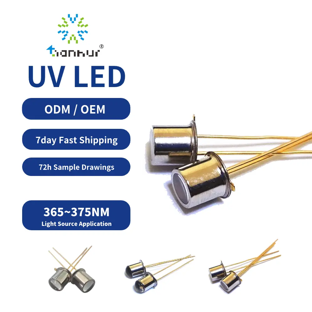 UV LED bán buôn thông qua lỗ 365nm UVA LED thông qua lỗ gói Dip 375nm LED
