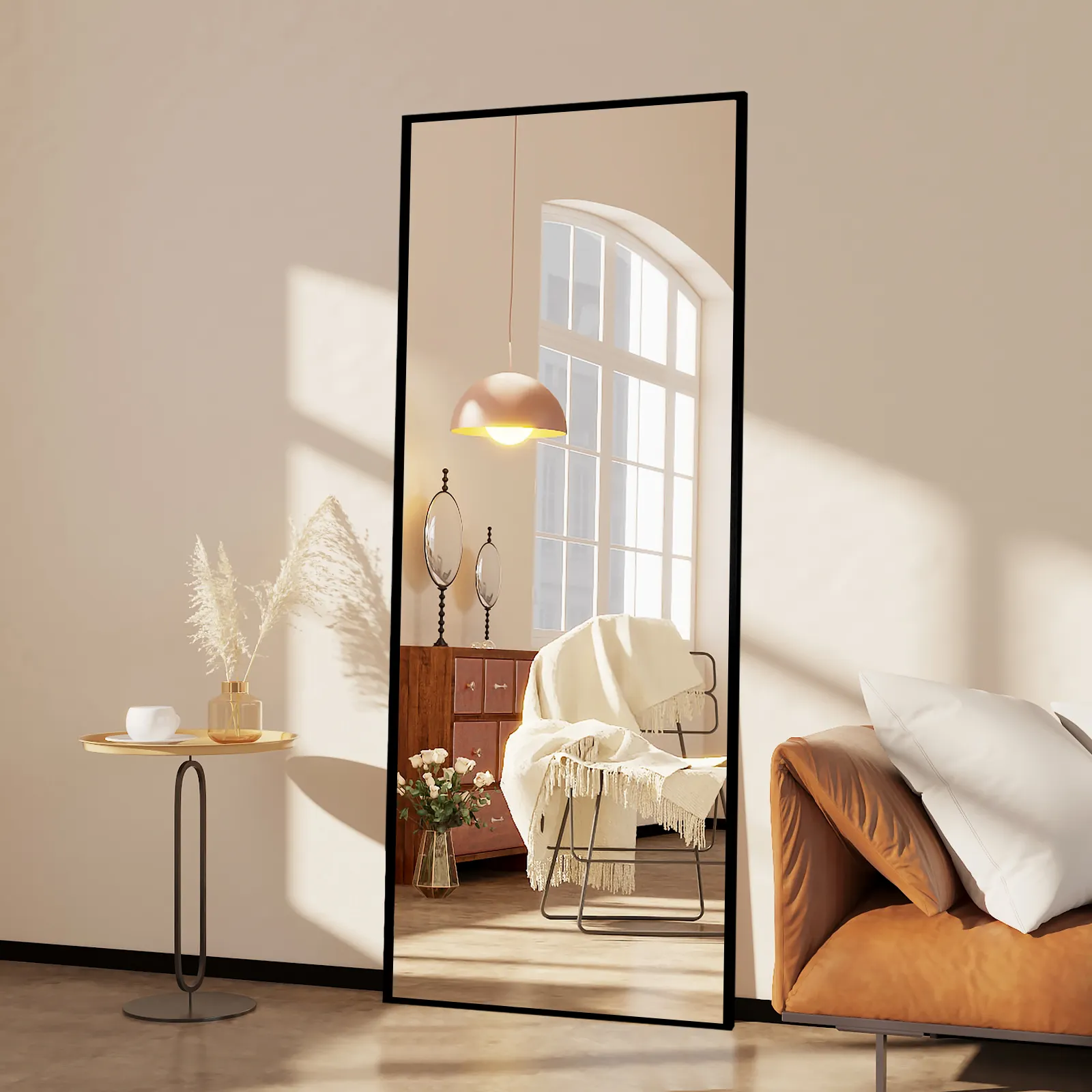Espelho de parede grande personalizado para decoração de casa, moldura de luxo para sala de estar, espelho de parede longo, montagem em ouro