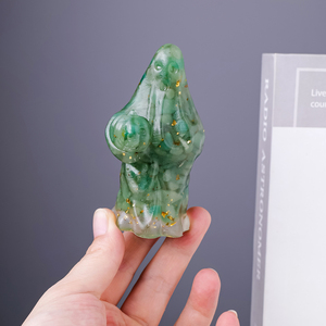 Figurine <span class=keywords><strong>fantôme</strong></span> en résine avec copeaux de cristal naturel et citrouille, statue d'Halloween pour la décoration intérieure, ornement spirituel de guérison Reiki, cadeau - Product Image 6