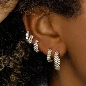 Gemnel 2022 New Design Inspired Retro Earring Elegant Daily Hoop Twist Earring With Multi Tiny Zircon